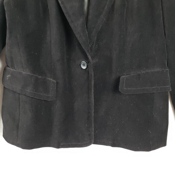 Valerie Stevens 8 Black Velvet Single Button Blazer Office Professional Career - Picture 2 of 12